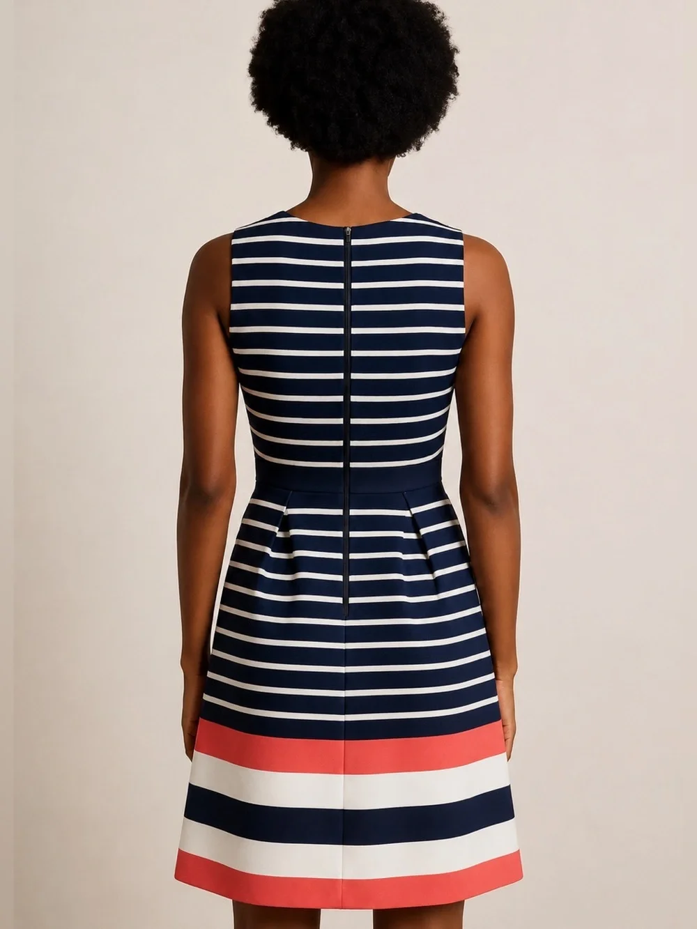 41 Hawthorn Women's Black White Coral Stripe Fit n Flare Sara Dress M EUC #832